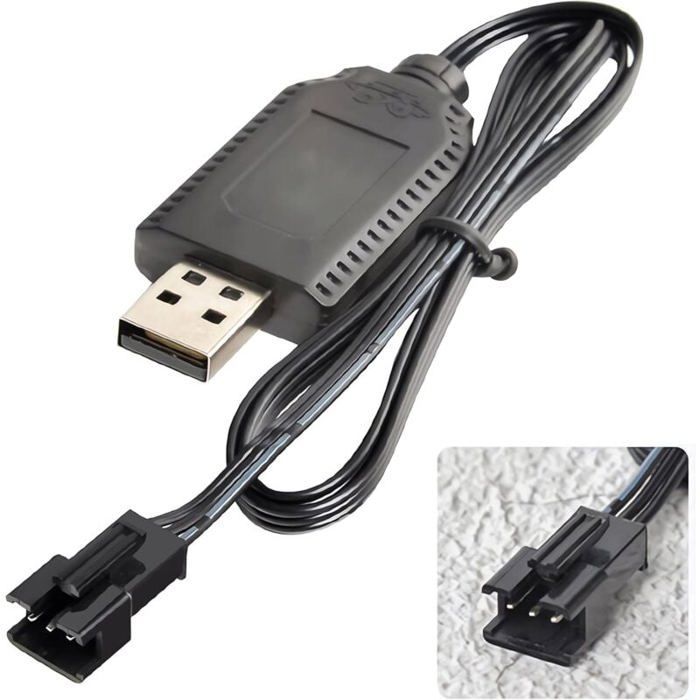 Cable cargador USB universal para coches RC con conector SM-3P para baterías LiPo de 2S y 7,4 V, compatible con coches RC, barcos RC y drones RC.