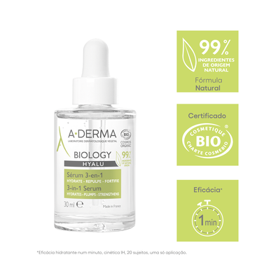 A-Derma Biology Hyalu Serum 3-i-1 Fräsch återfuktande och stärkande gelserum 30 ml
