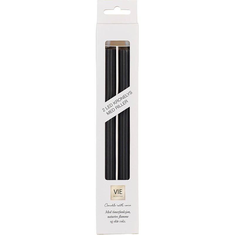 Vie Selected Kronelys 2-pack 24 cm LED-timer svart