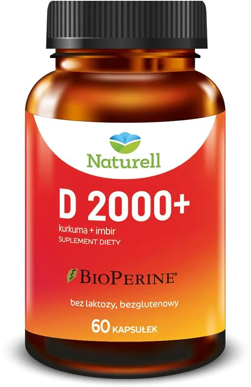 Naturell D 2000+, Suplement diety z witaminą D, imbirem, kurkumą i BioPerine, Kapsułki