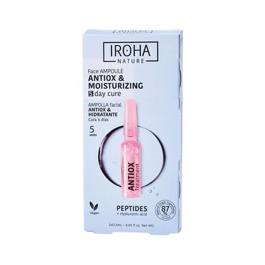 „Iroha Nature AntiOx Treatment“ veido ampulė, antioksidacinės veido ampulės su hialurono rūgštimi, 5 x 1,5 ml
