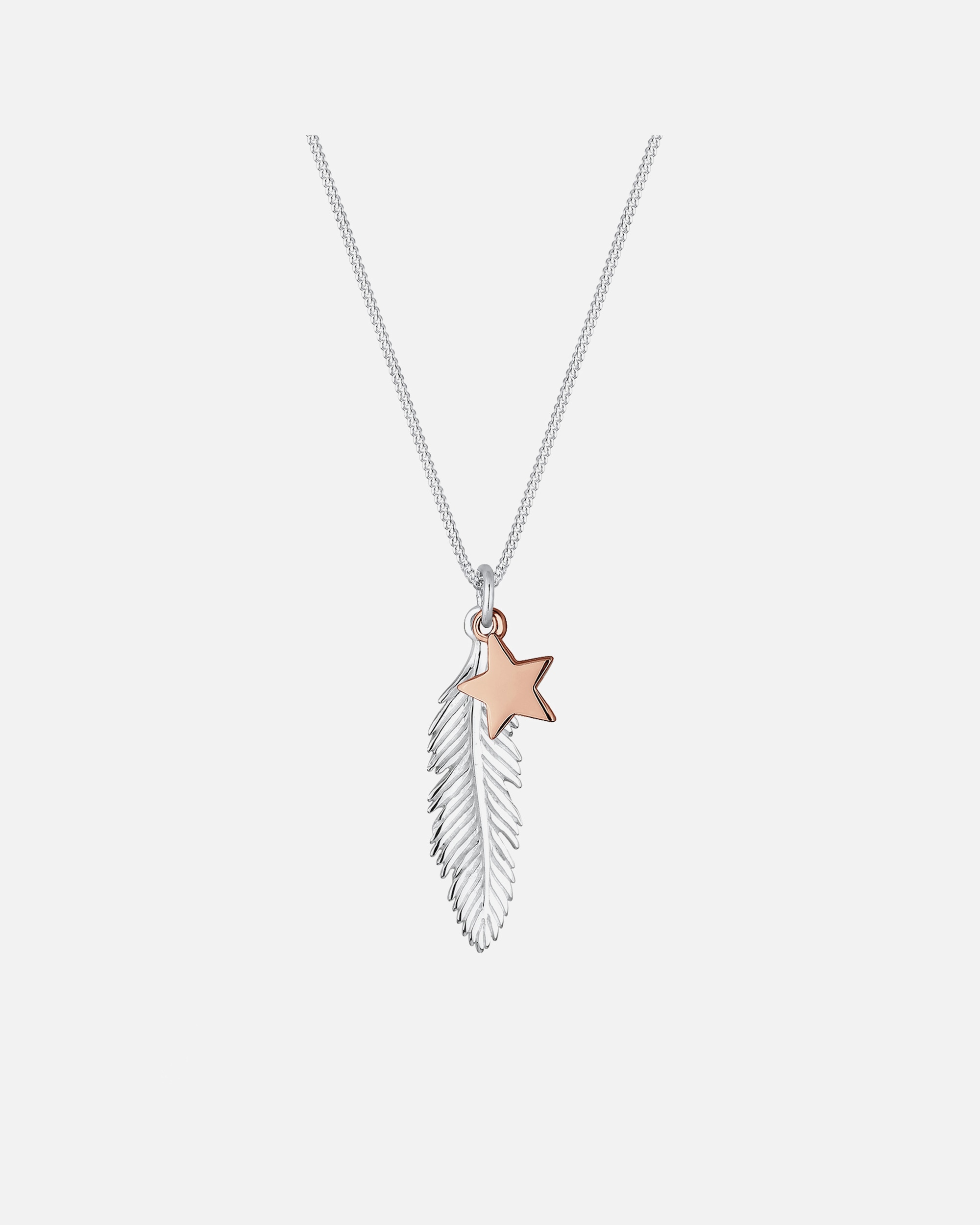 Elli Femmes Pendentif Plume Étoile Bicolore en Argent Sterling 925