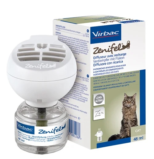 Difusor de feromonas calmantes VIRBAC Zenifel para gatos, 48 ml, con recambio.