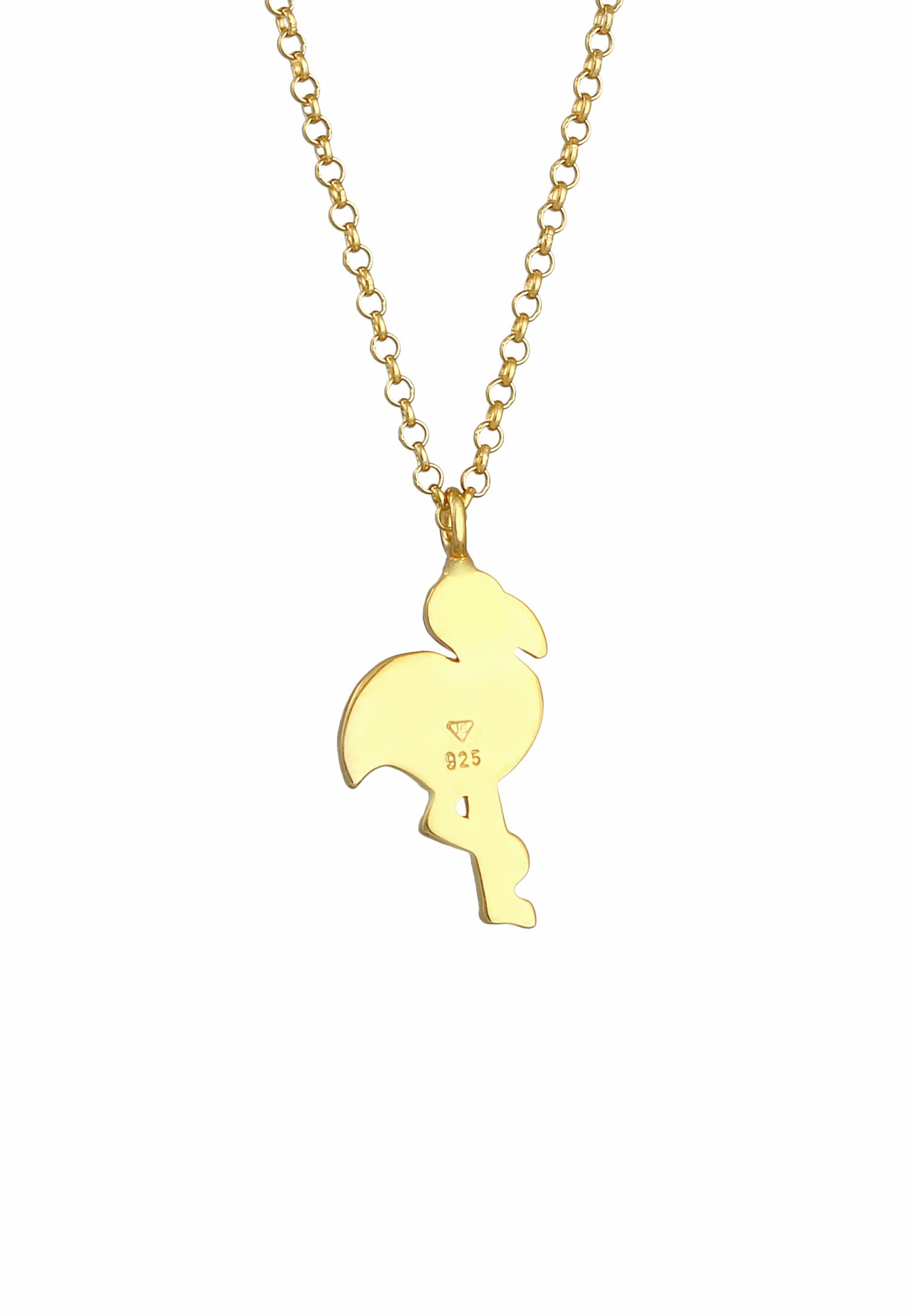 Elli Pendentif Flamant d'été coloré avec émail en argent sterling 925 plaqué or pour enfants