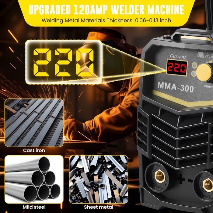 Inverter-Schweißgerät - CREMLANK - 220 V - 140 A - 30 x 15 x 18 cm - Digitalanzeige - GELB