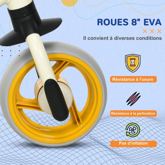 Vélo d'équilibre - AIYAPLAY - draisienne bébé siège réglable roues EVA jouet 18-48 mois 25 kg - plastique - orange