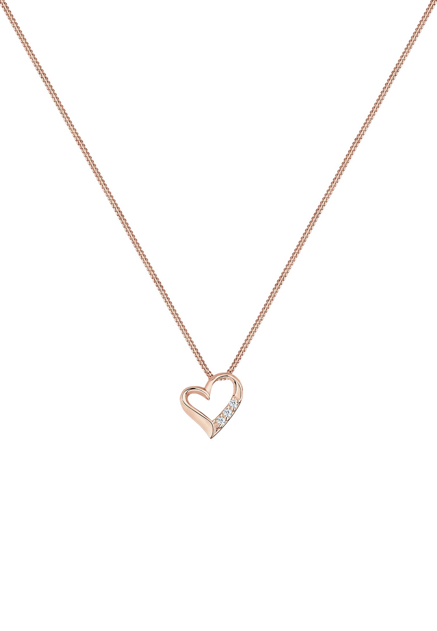 Elli DIAMONDS Femmes Pendentif Cœur Éternité avec Diamants (0.045 ct.) en Argent Sterling 925