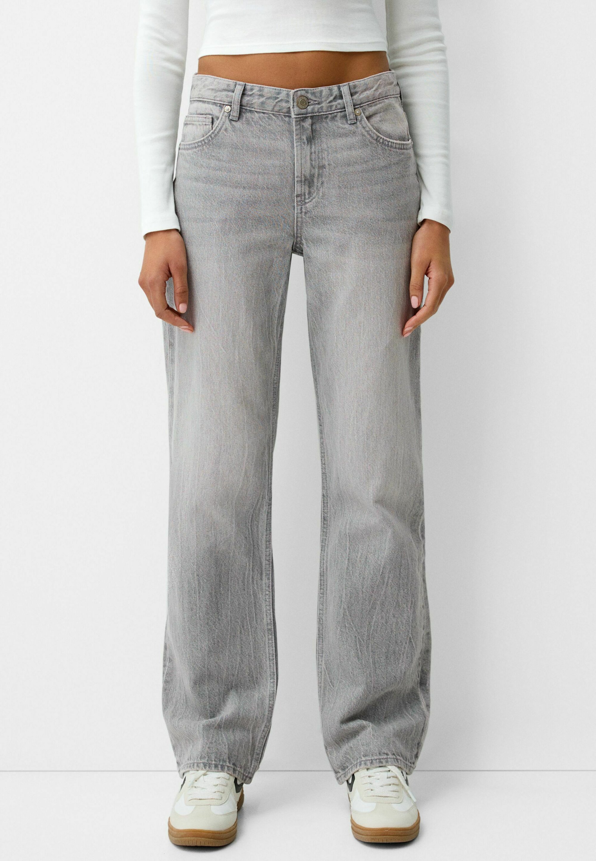Jeans Bershka a gamba dritta - grigi