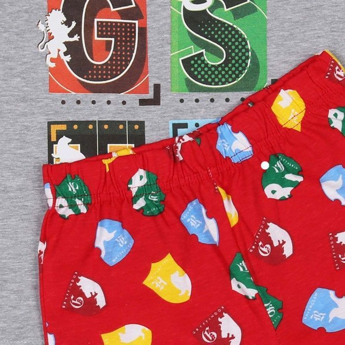 Pijama de verano de manga corta gris y rojo de Harry Potter para niños de 3 años.