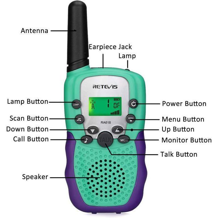 Walkie Talkie Retevis RA618 para niños, juguetes de regalo para edades de 3 a 12 años, 8 canales VOX, linterna, regalo de Pascua