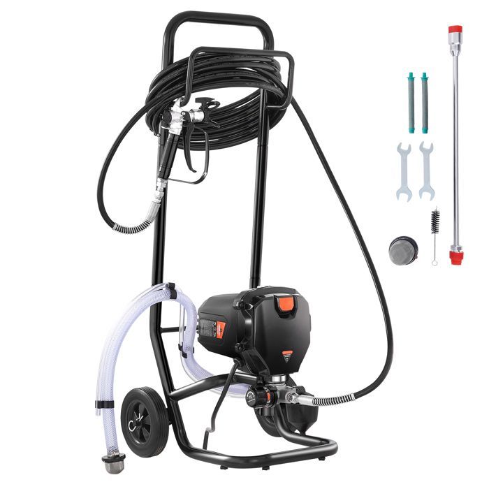 Pistola a spruzzo airless su supporto - Duoku - 750W - Pistola a spruzzo elettrica ad alta efficienza con carrello - 3000 PSI