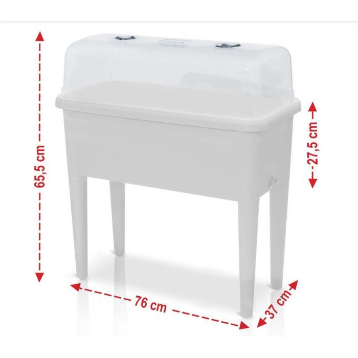 Carré potager sur pied plastique Blanc avec couvercle 76x 66x37cm Jardinière surélevée