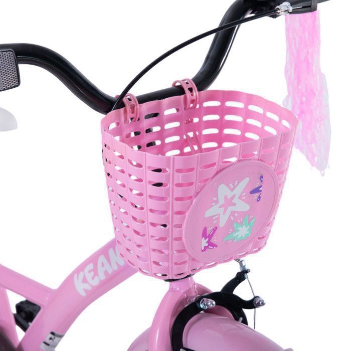 Kinderfiets - JOYSTAR - 50 cm - Met zwart mandje en poppenzitje - Geschikt voor kinderen van 7 tot 13 jaar - Roze