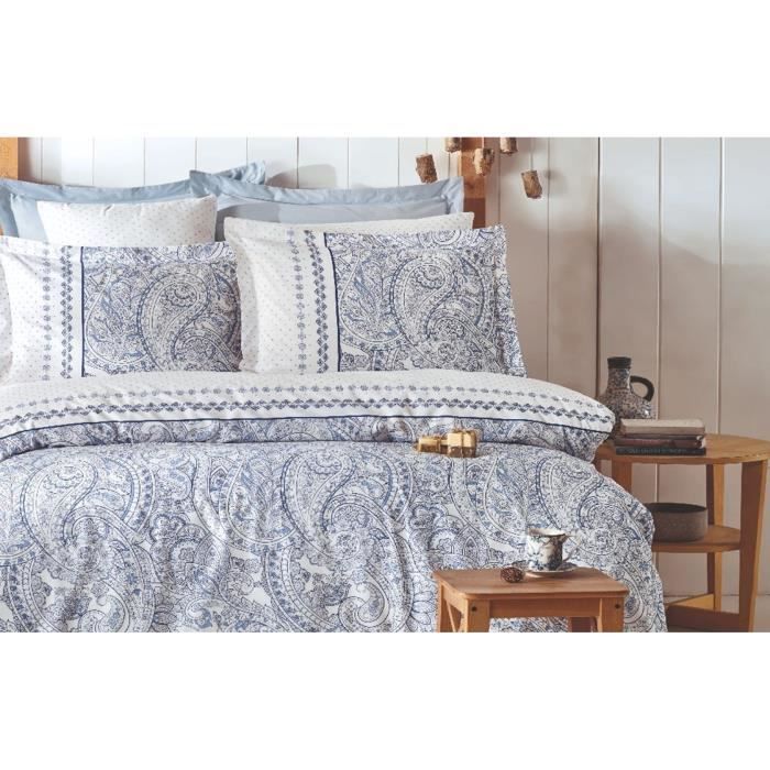 Sengesett - 1 dynetrekk 220 x 240 cm + 2 putetrekk 60 x 60 cm - 100 % forsterket bomull - Blå