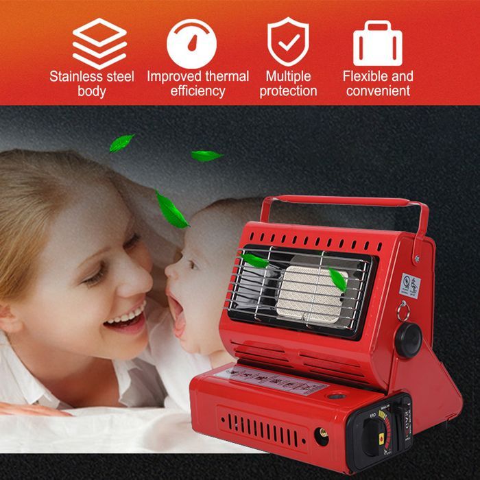 Mxzzand Tragbarer Butangasheizer für Camping, 1300 W, 90 G/H, 2-in-1-Heizgerät für Garten und Küche