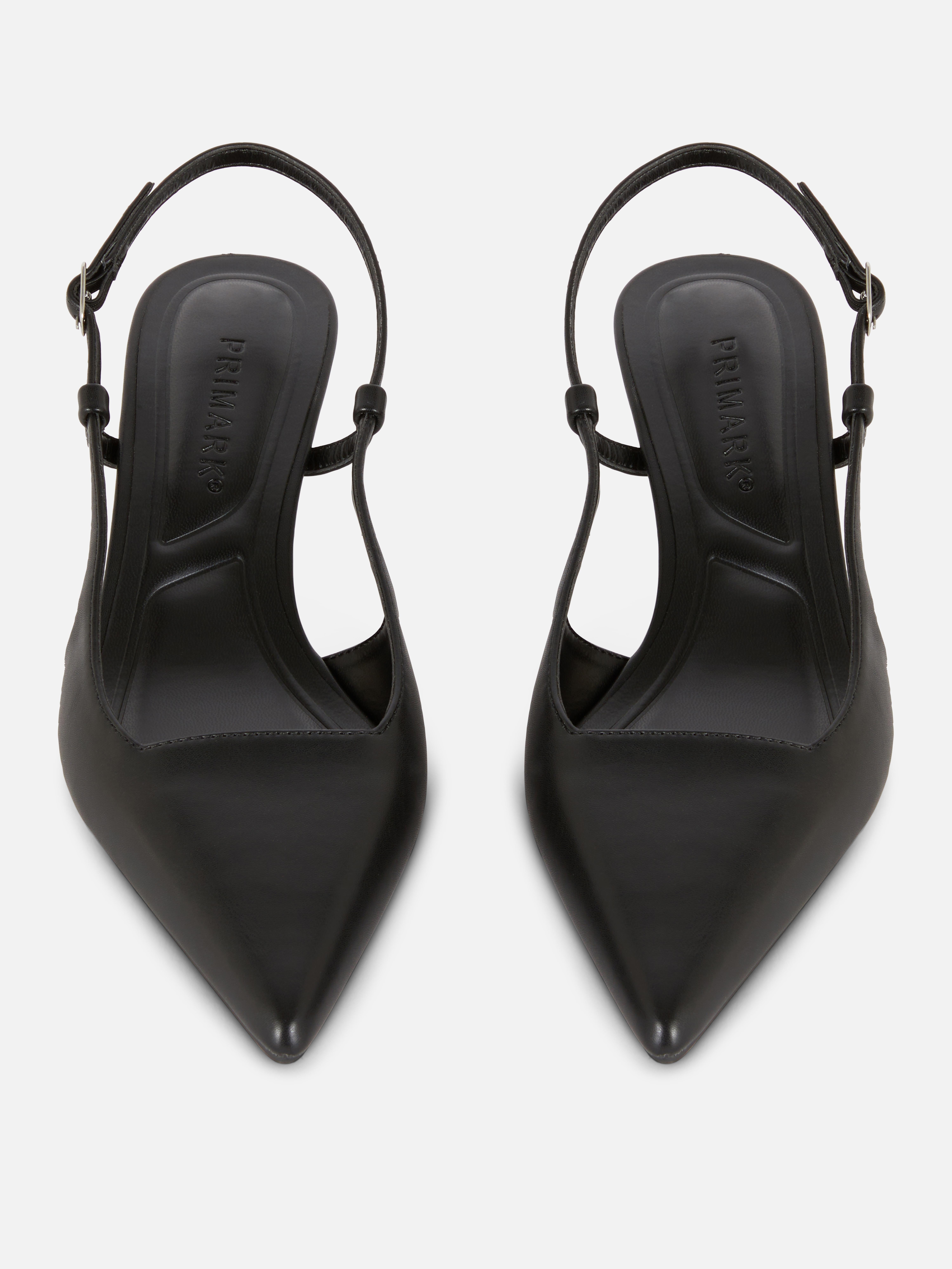 Pantofi cu slingback din piele ecologică, cu vârf ascuțit