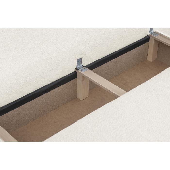 Banquette convertible 3 places TEIJO - Tissu bouclette beige - Coffre de rangement - L187 x P91x H82 cm