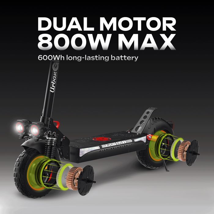 Monopattino elettrico per adulti UrbanGlide ECROSS 2X2 - Motore da 2600 W - Autonomia fino a 60 km - Pneumatici tubeless da 10