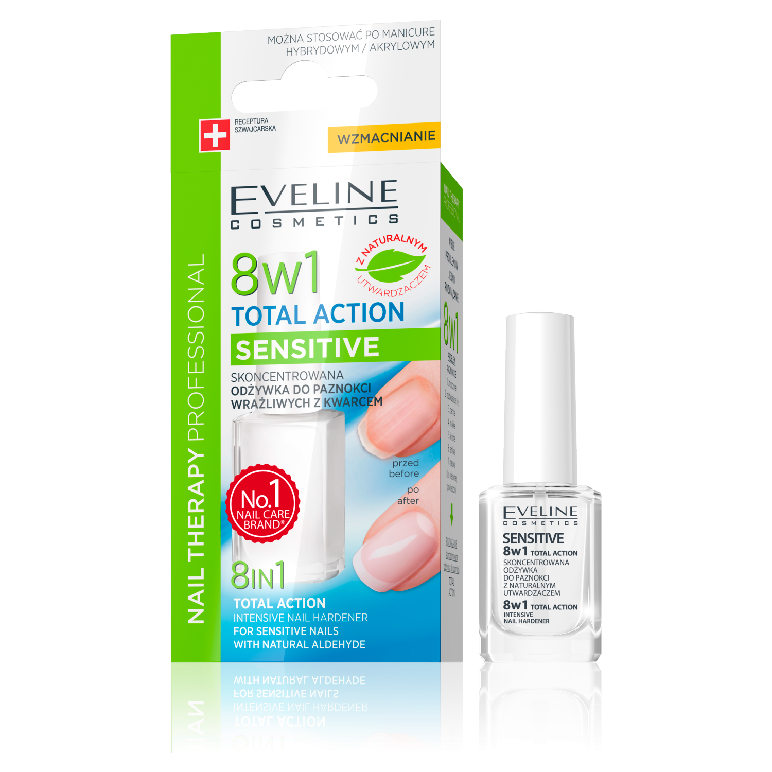 Eveline nagų kondicionierius 12 ml 8in1 jautriai odai, Total Action