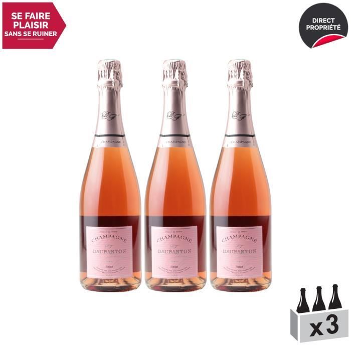Champagne Rosé Rosé - Lot de 3x75cl - Champagne Daubanton - Cépage Pinot Noir