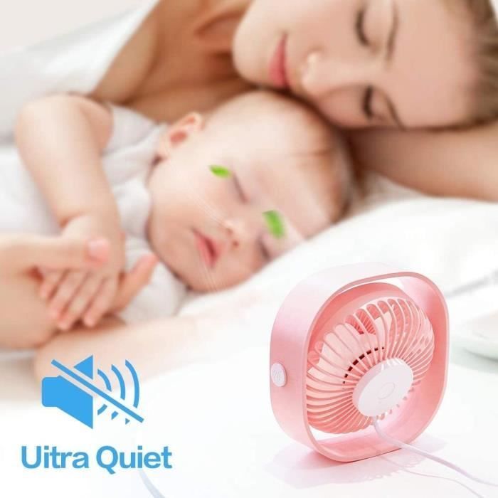 Draagbare ventilator - BEMUCY - Mini USB-ventilator - 3 snelheden - Stil - Roze