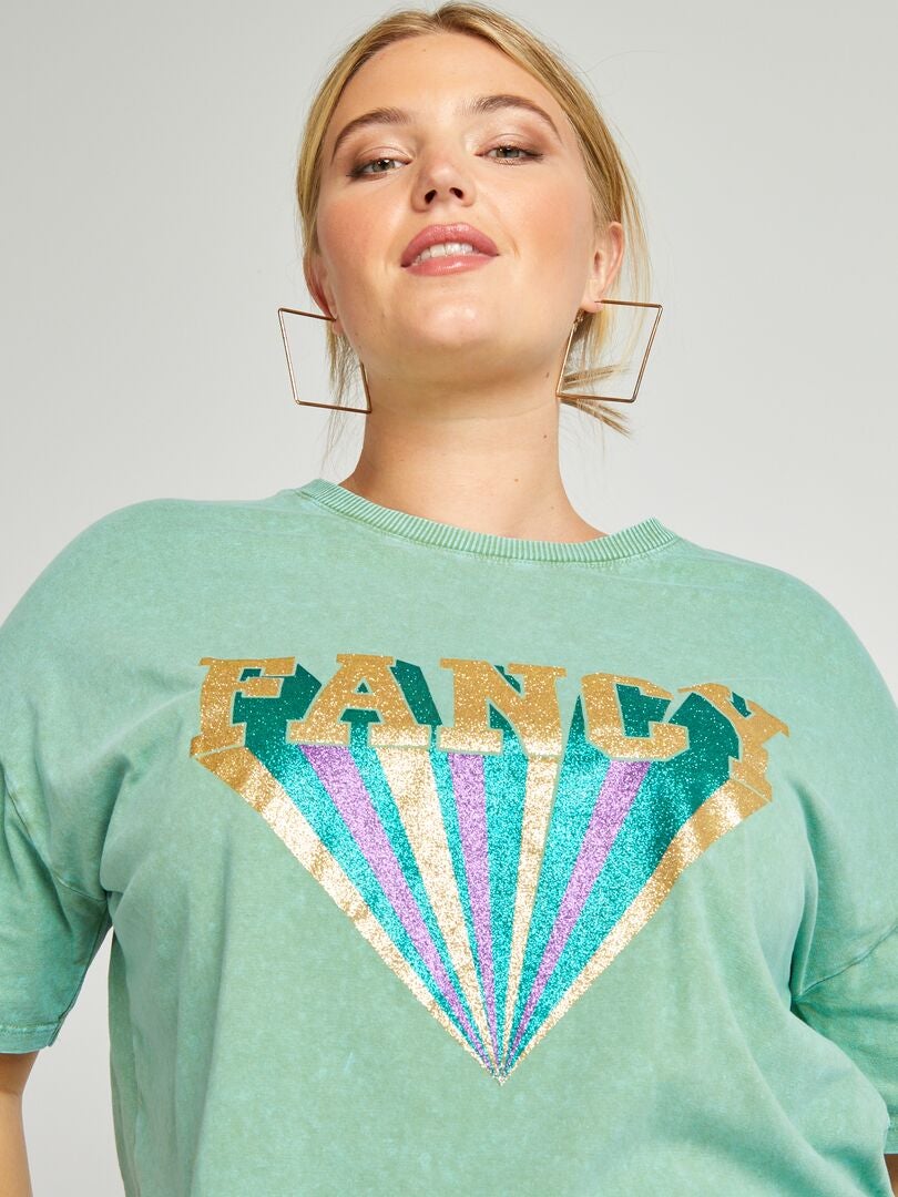 Bedrukt T-shirt met korte mouwen - GROEN