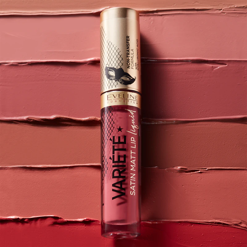 Batom líquido Variété da Eveline Cosmetics com acabamento matte.