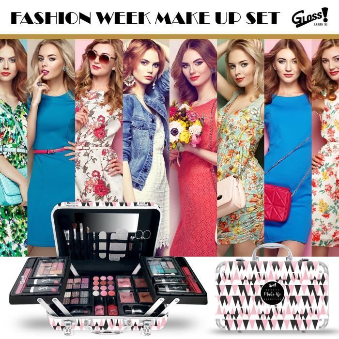 XXXL Make-upkoffer - GLANS - Roze en zwart design - Oogschaduw - Lipgloss - Blush