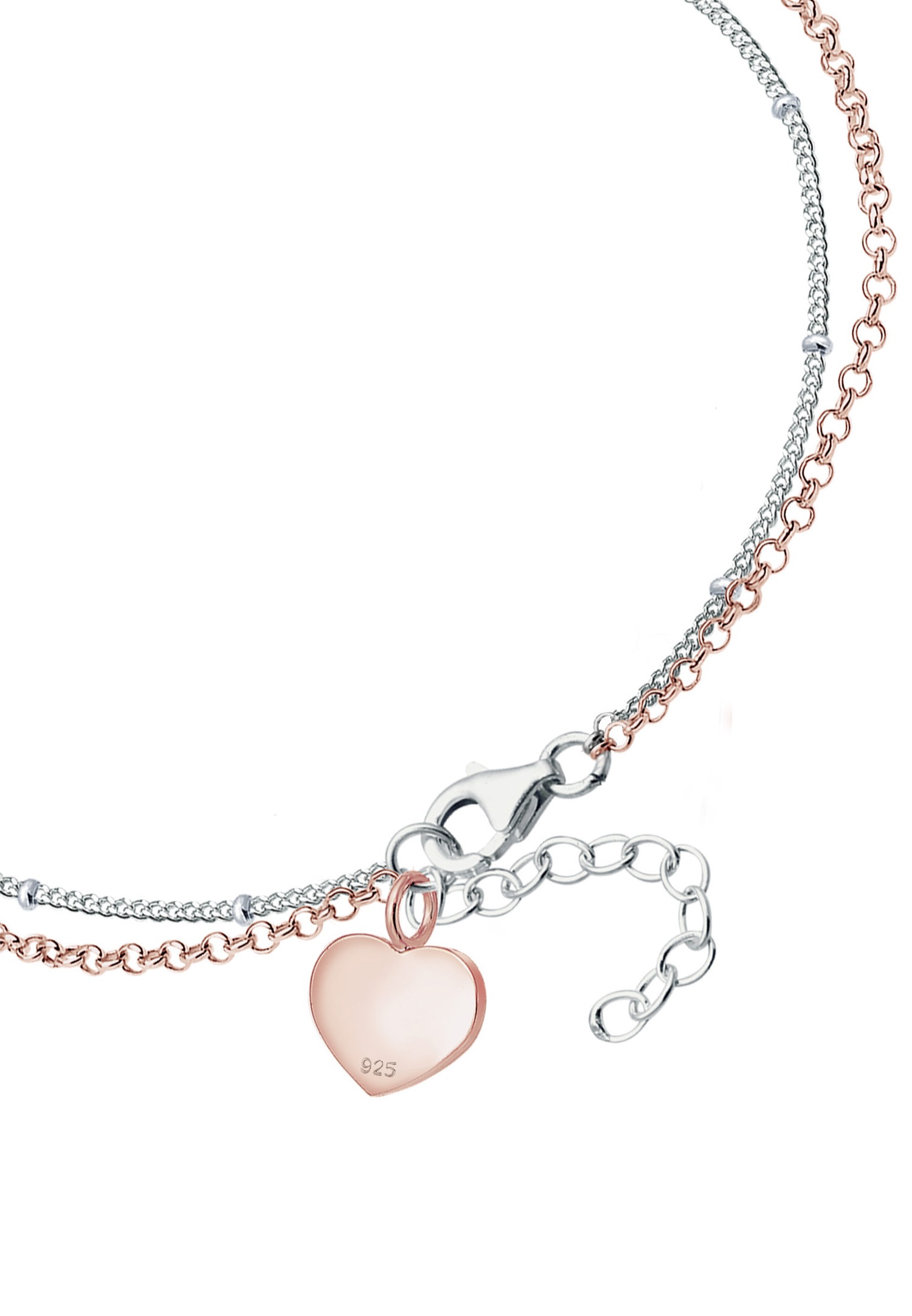 Elli Femmes bicolore couches cœur en argent sterling 925 plaqué or rose