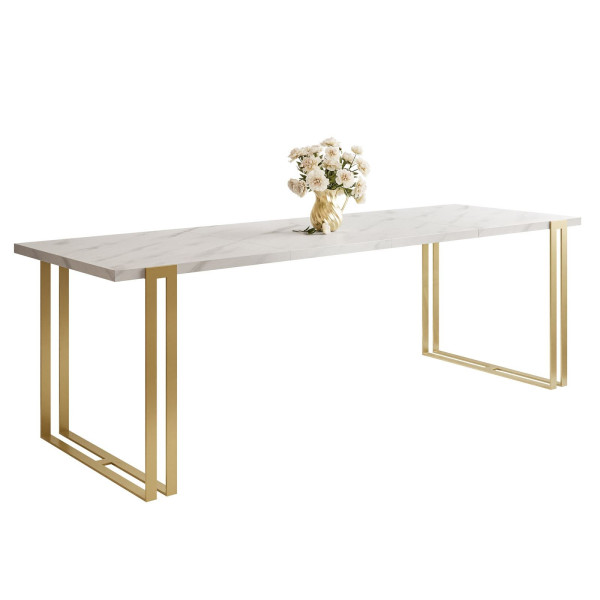 Stół rozkładany ACTON 140x80 złoty/marmur bianco