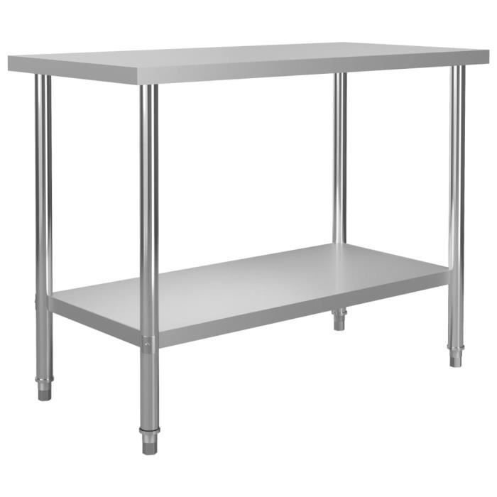 vidaXL Table de travail de cuisine 120x60x85 cm Acier inoxydable 51190