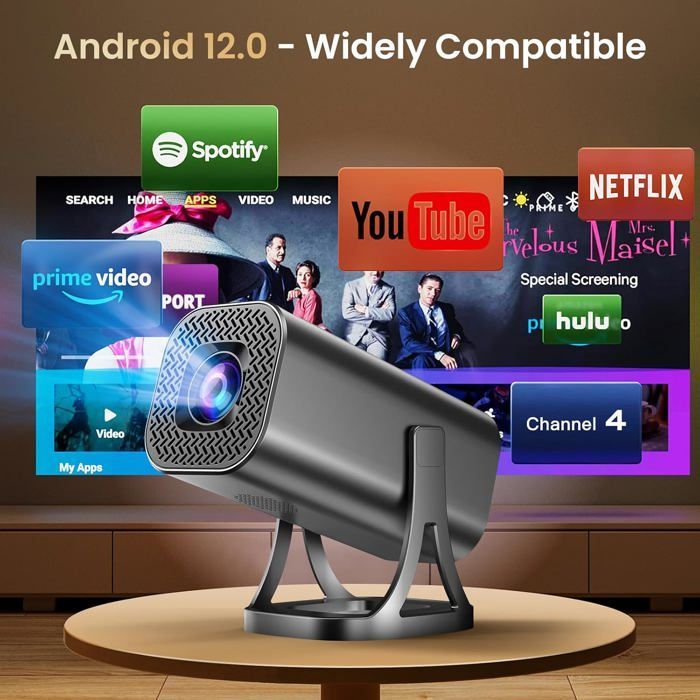 Vidéoprojecteur Mini Rétroprojecteur Projecteur Vidéo Portable 1080P 4K Wifi 6 Bt 5.4 Rotation 270° Trapézoïdale Automatique[XV68]