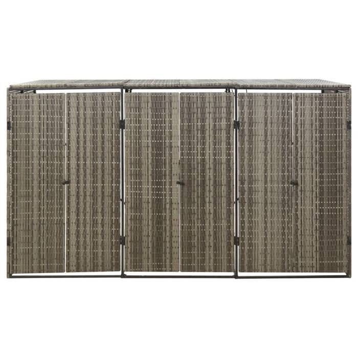 Cache Poubelle/ Abri pour poubelle - VIDAXL - triple Gris 207x80x117 cm Résine tressée CC1572137