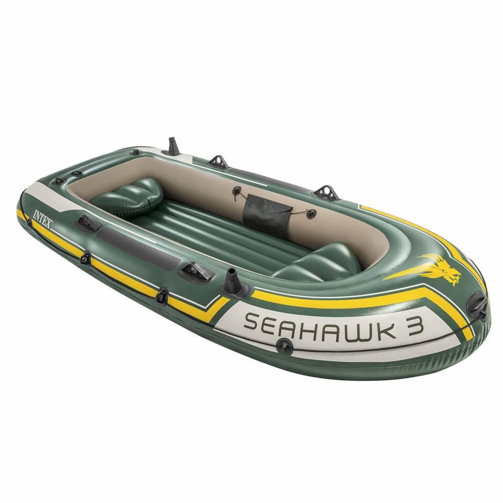 Intex Seahawk 3 oppustelig båd med trækmotor og stativ