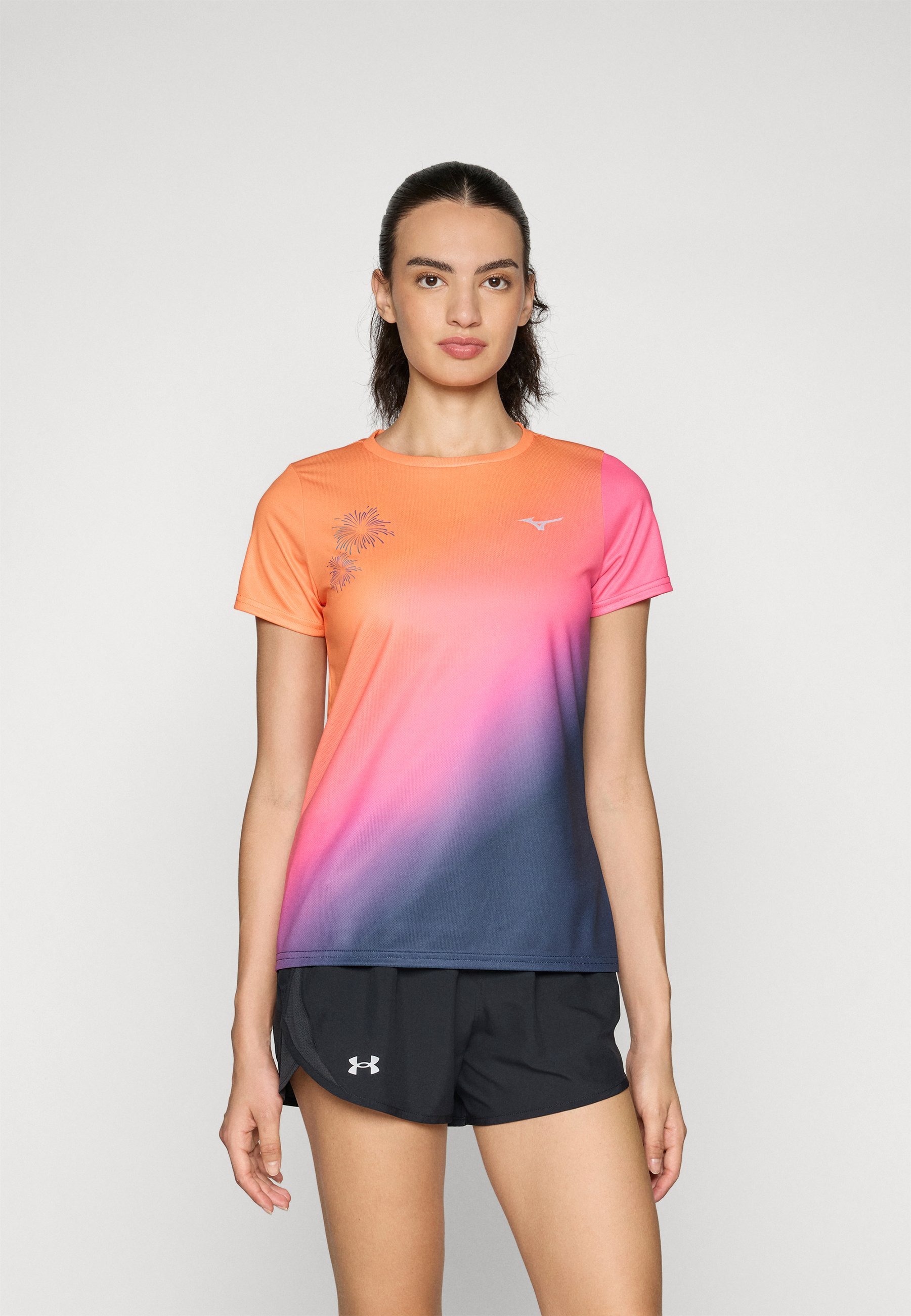 Mizuno SUMMER PACK T-shirt - Sportief T-shirt - zwart/blauw/oranje