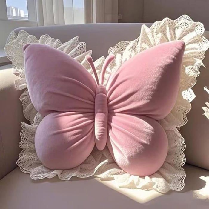 XJYDNCG Coussin decoratif - coussin canape - En forme de papillon - Mode - 40x45cm - Rose pink COUSSIN