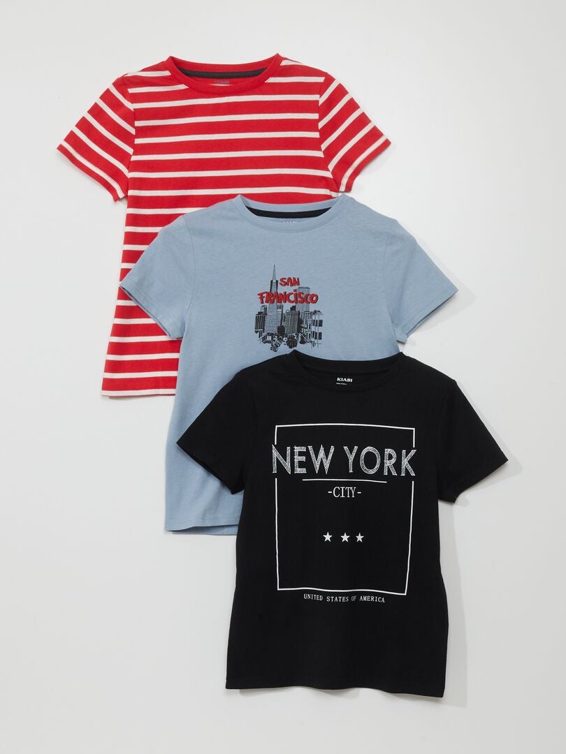 Conjunto de 3 camisetas de malha - PRETAS