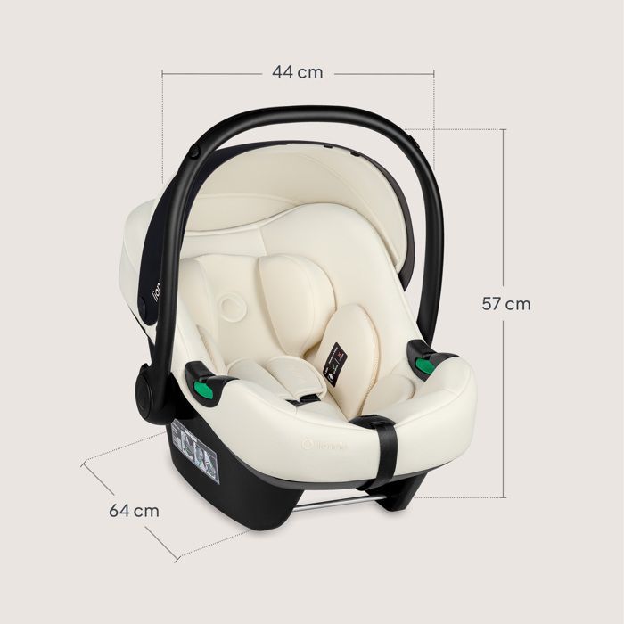 Seggiolino auto LIONELO Astrid i-Size 40-87 cm - Porta-neonati - ADAC - Leggero - 0-13 kg - Gruppo 0+ - Crema