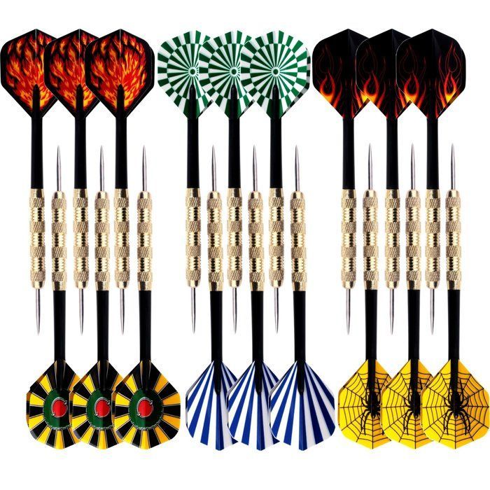 Lot de 18 fléchettes à aiguille en acier, fléchettes à aiguille en métal, fléchettes en métal pour cibles de fléchettes - A