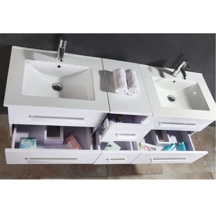 Móvel para banheiro Janel - 150 cm - Pia dupla - MDF branco - Contemporâneo