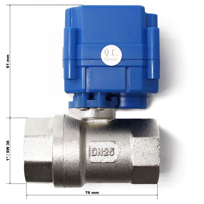 Válvula de bola para aguas residuales en autocaravanas y caravanas, 12 V CC, 25 mm de diámetro, con liberación de emergencia.