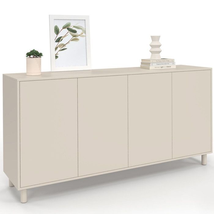 IDMARKET BERTILLE dressoir van 160 cm met 4 deuren, beige houtafwerking