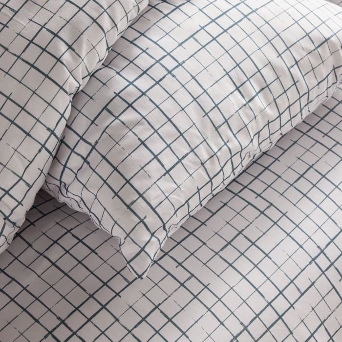 Juego de ropa de cama - TODAY Crazy - Estampado a cuadros - Doble - 220 x 240 cm - Blanco