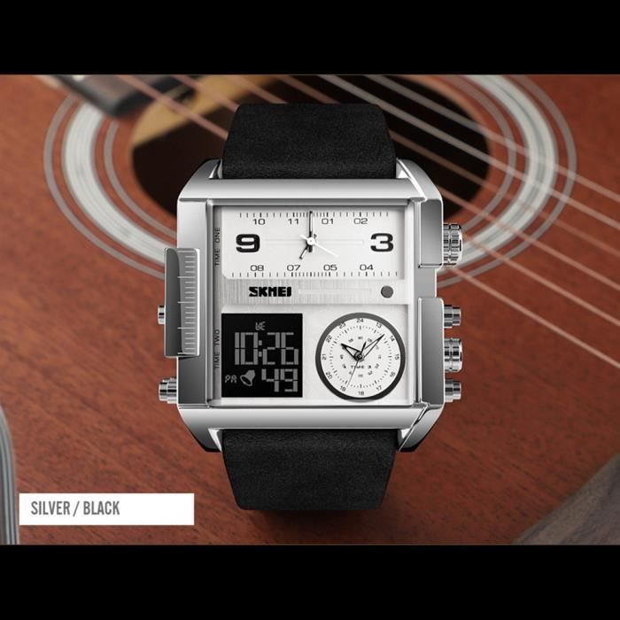Reloj de pulsera SHARPHY para hombre, modelo 2019 - Tres pantallas - Cronógrafo deportivo cuadrado con fecha y correa impermeable