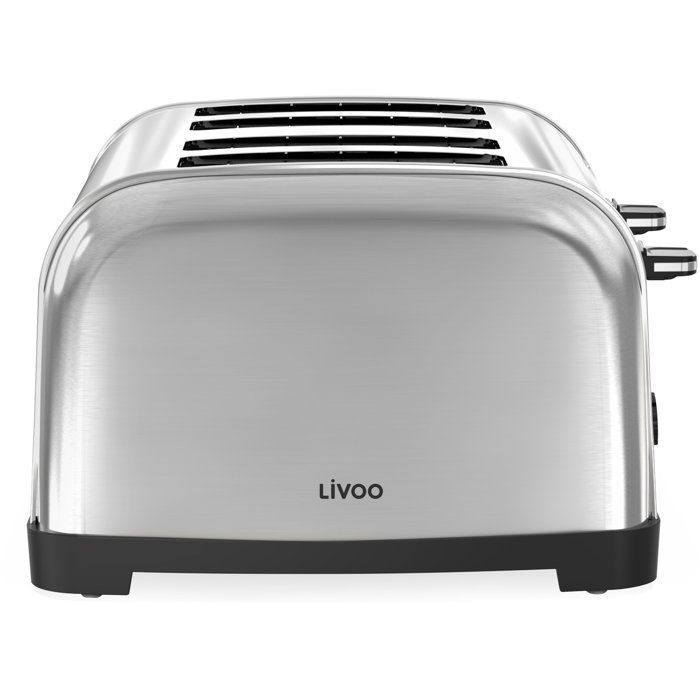 4-slice toaster - LIVOO - DOD197 - 1700 W - 2 independent and adjustable thermostats: 7 levels - Stainless steel
