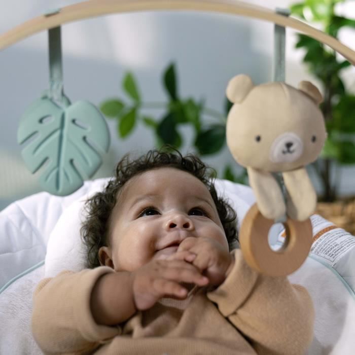 INGENUITY Babybouncer Nate de Beer met houten speelboog, babycadeau