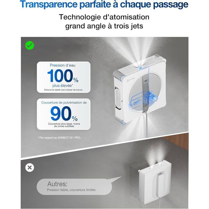 ECOVACS W2s OMNI - Robô Limpador de Janelas com Estação de Carregamento - Limpeza Inteligente TruEdge de Ponta a Ponta - Carrega Enquanto Funciona
