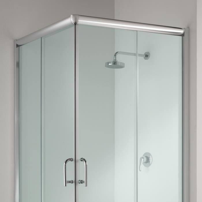 Cabine Paroi Douche - IDRALITE - Alabama - Verre trempé 6mm - Porte coulissante - Hauteur 198cm