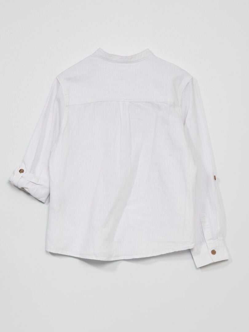 Camisa de lino con cuello mandarín - Blanca