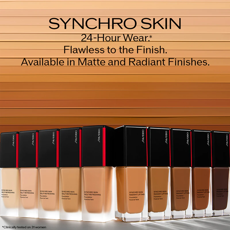 Base Shiseido Synchro Skin Self-Refreshing, Base Avançada de Longa Duração, FPS 30